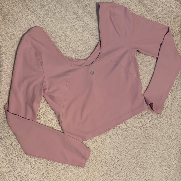 Long sleeve cropped align tee Lululemon Athletica Light Pink Top - Picture 1 of 2